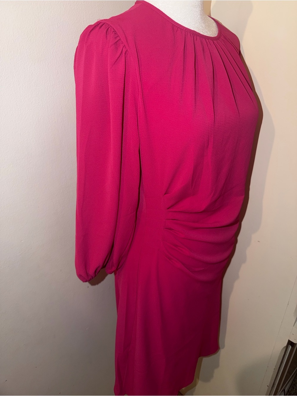 Maggy London Fuchsia Long-Sleeve Ruched Sheath Dressing - Picture 3 of 6